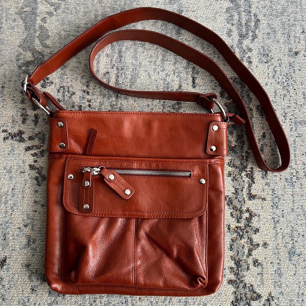Danier Brown Leather Crossbody Bag with Adjustable Strap